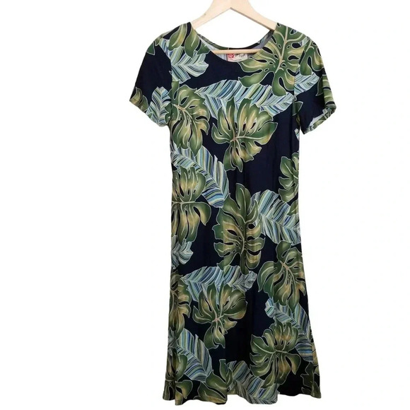 Hilo Hattie Women's HAWAIIN ORIGINAL Shift Dress Size S Blue Rayon Short Sleeves - Picture 1 of 7